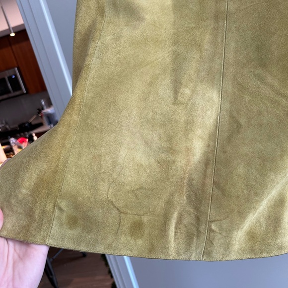 MaxMara Weekend 100% Genuine Suede Leather Green Chartreuse Jacket - Picture 6 of 10